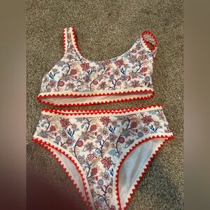 SHEIN Floral Bikini Set - Red and Blue